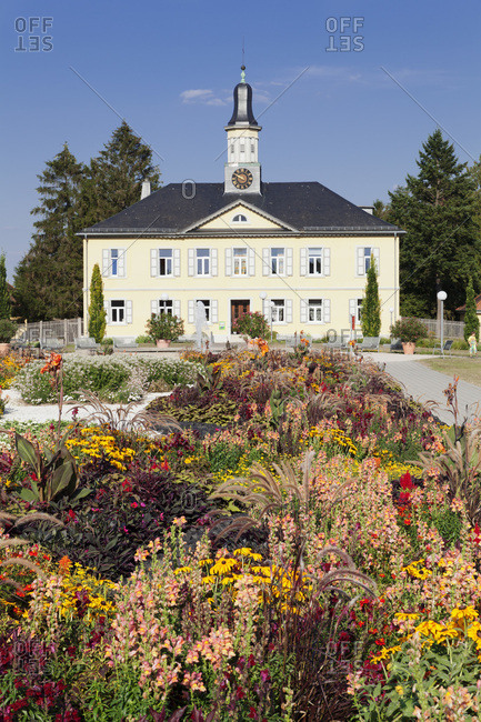 Kurpark / spa park with salinengebaude, bad rappenau, kraichgau, district heilbronn, baden-wurttemberg, Germany