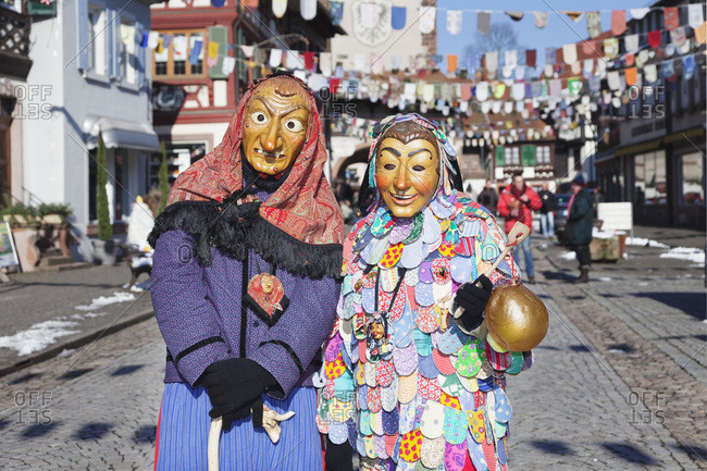 February 10, 2013: Witch and spattlehansel, 'schwabisch-alemannisch fastnacht' (carnival), gengenbacher, black forest, baden-wurttemberg, Germany