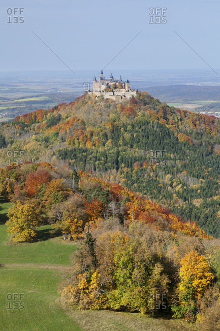 Hohenzollern castle in autumn, zollernalb (district), swabian alps, baden-wurttemberg, Germany