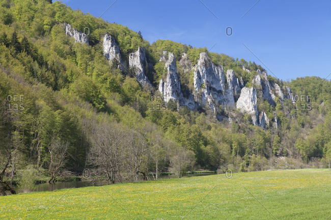 Donautal in the spring, upper danube, swabian alps, baden-wurttemberg, Germany