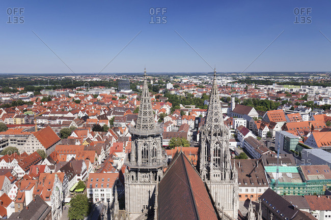 View from ulm minster to the old town, ulm an der donau, baden-wurttemberg, Germany