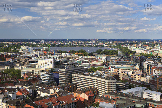 June 15, 2014: View from michel on the city of hamburg.