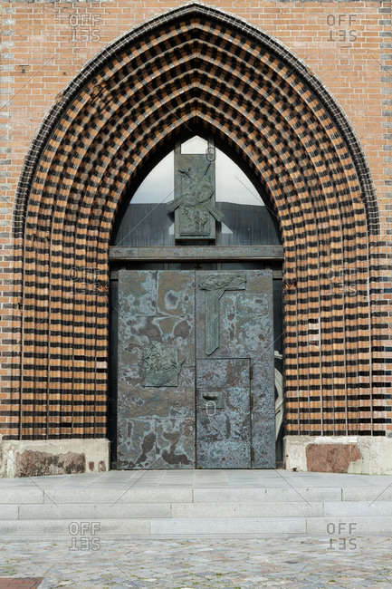 Church door of the peter's church in rostock