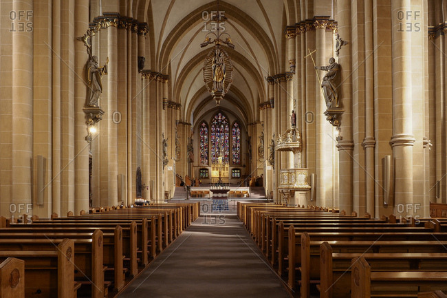 March 6, 2017: Interior view of paderborn cathedral