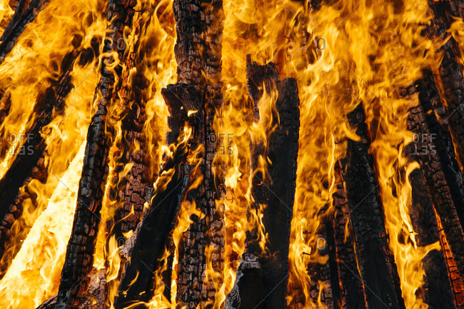 Extreme close-up of easter campfire