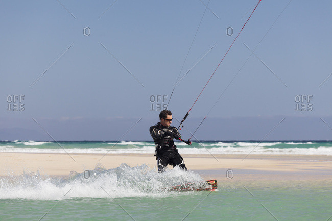 January 6, 2012: Kitesurfer, risco del paso, fuerteventura, canary islands, spain