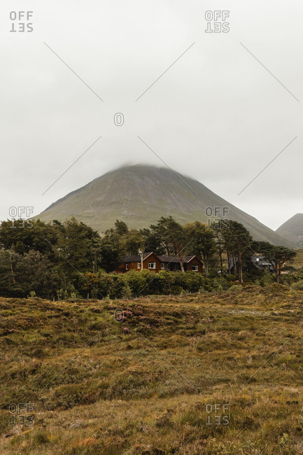 Wonderful scenery of highland under lush dramatic clouds