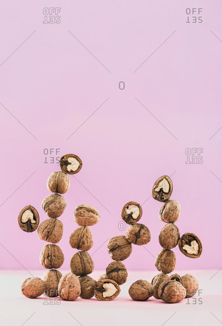 Pop art still life of walnuts