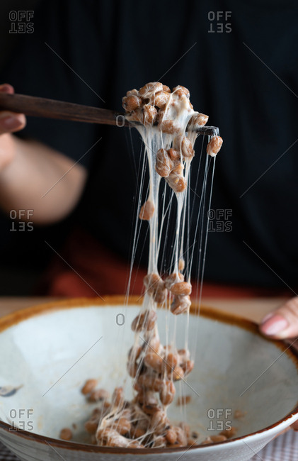 The sticky fiber of natto (fermented soybean)