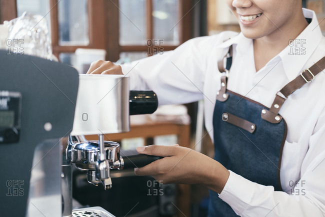 Hands of Barista Sifting Coffee from the Package Stock Photo - Image of  barista, worker: 147953878