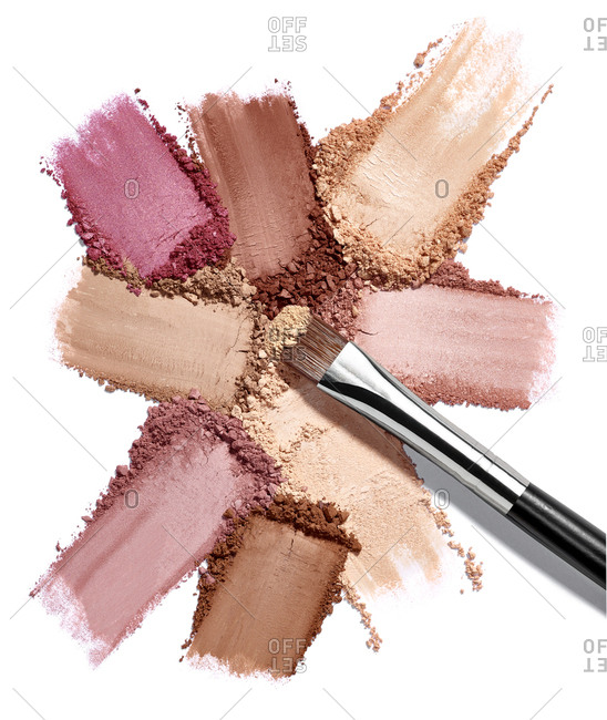 Close up of face powder make up on white background