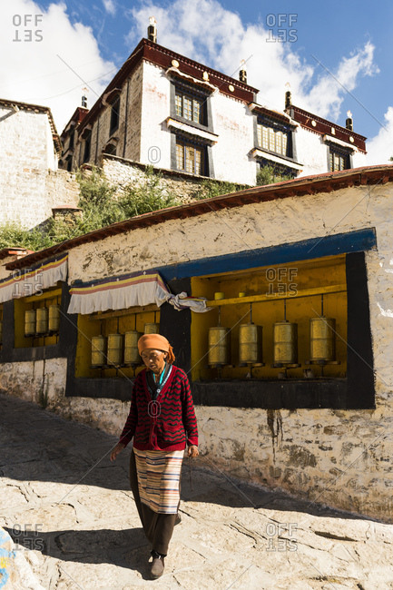 October 1, 2016: Tibet, Drepung Monastery, religious, prayer mills
