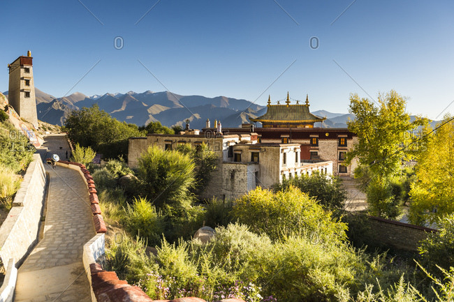 Details and landscape of the Sera monastery in Tibet