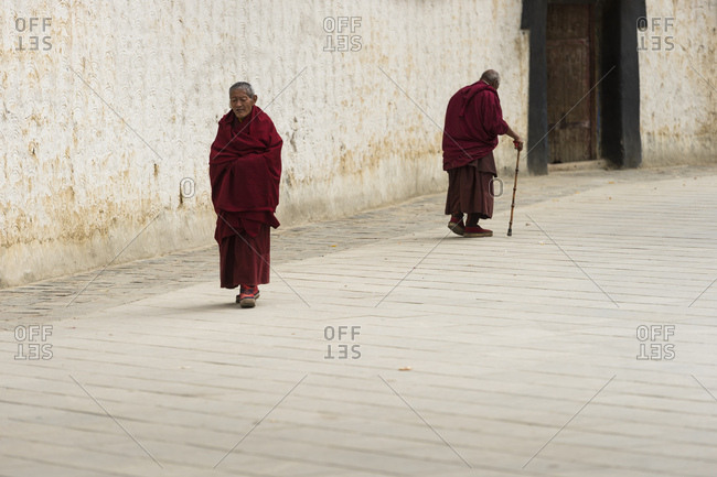 October 6, 2016: Tibet, Shigatse, monks in the Tashi Lhunpo Monastery