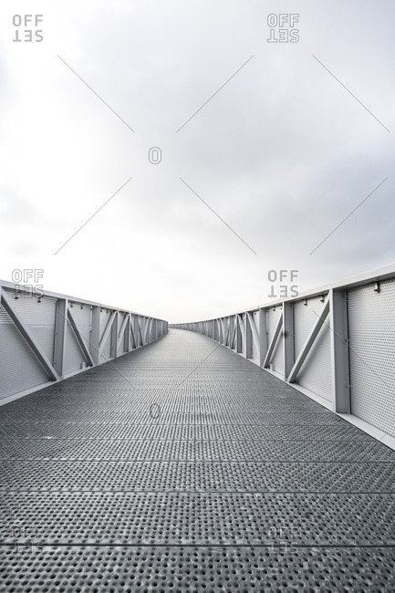 Empty steel bridge for pedestrians