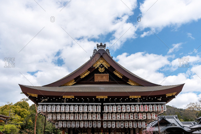 Kyoto, Japan - April 11, 2019: Traditional Japanese architecture in the area of Nanzenji vicinity.