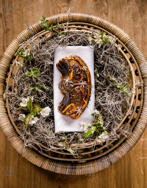 Rack of lamb with rapeseed flower