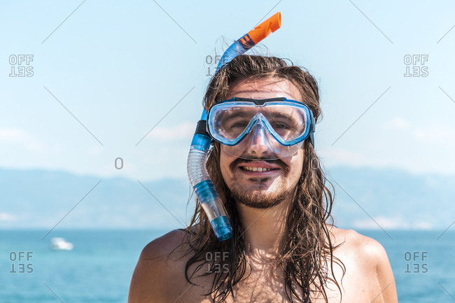 Croatia- Krk- man in snorkeling mask