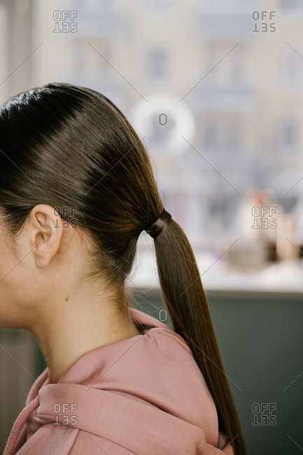 women hair straightening stock photos - OFFSET