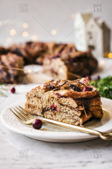 Chocolate Cranberry Almond Wreath Bread