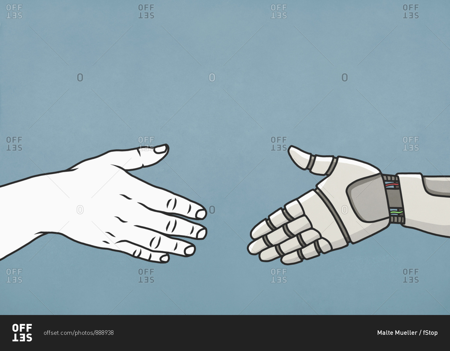 Human and robot shaking hands