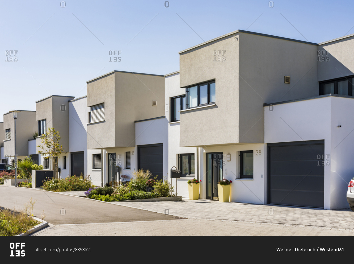 Germany Bavaria NeuUlm Row of suburb houses stock photo OFFSET