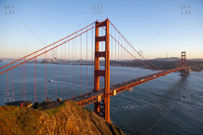 View of the Golden Gate Bridge from Marin Headlands in San Francisco, California
