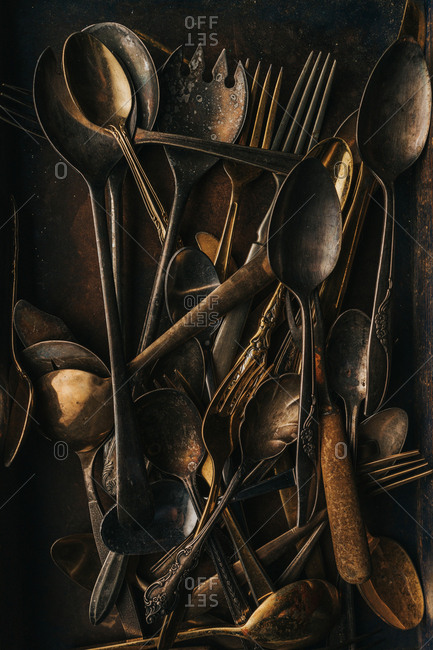 Collection of vintage forks and spoons