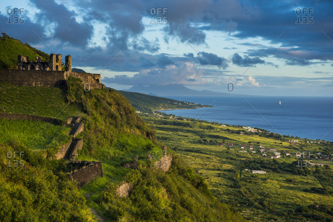 View of Brimstone hill fortress by sea against sky- St. Kitts and Nevis- Caribbean