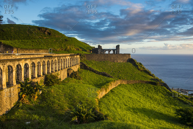 Brimstone hill fortress by sea against sky- St. Kitts and Nevis- Caribbean
