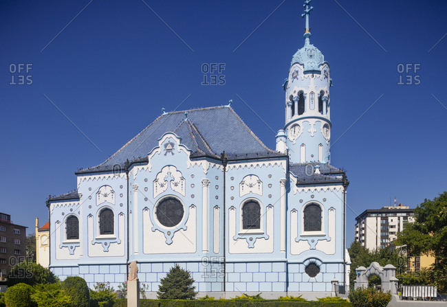 Slovakia- Bratislava- Exterior of Church of St. Elizabeth- Blue church