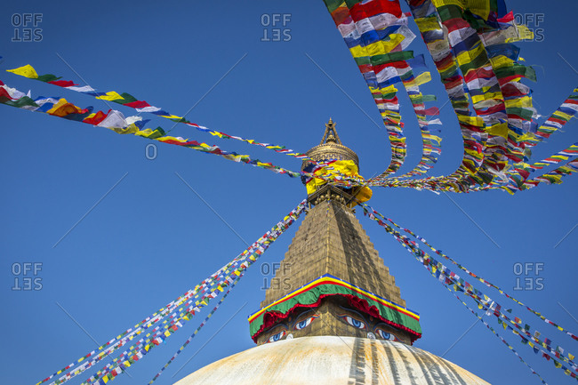 Boudhanath stupa, an iconic Buddhist site in Kathmandu, Nepal.