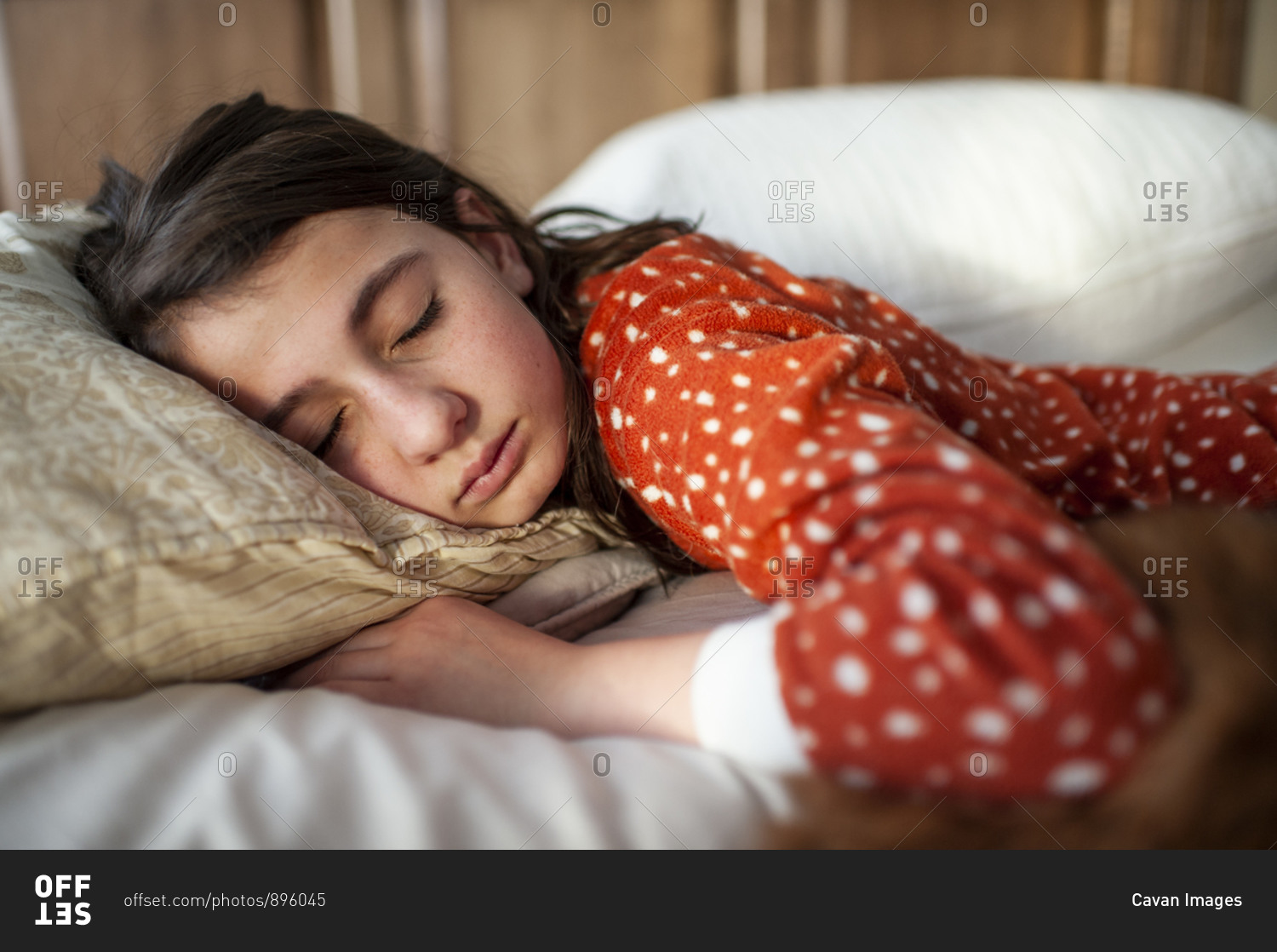 10-12-year-old-tween-girl-sleeping-in-bed-at-home-stock-photo-offset