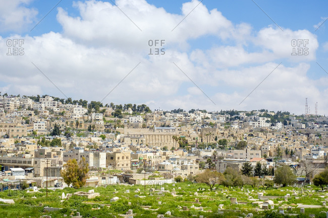 Muslim cemetery and old town, Hebron (al-Khalil), West Bank, Palestine