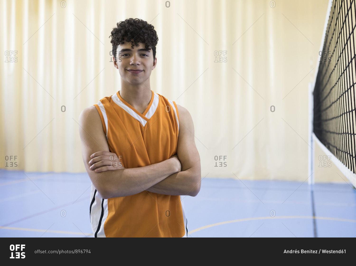 Portrait of volleyball player on a volleyball field