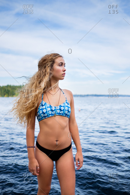 Teen Blonde Wearing Bikini Model