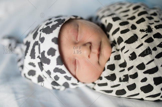 Close-up portrait of adorable baby boy on his first day of life