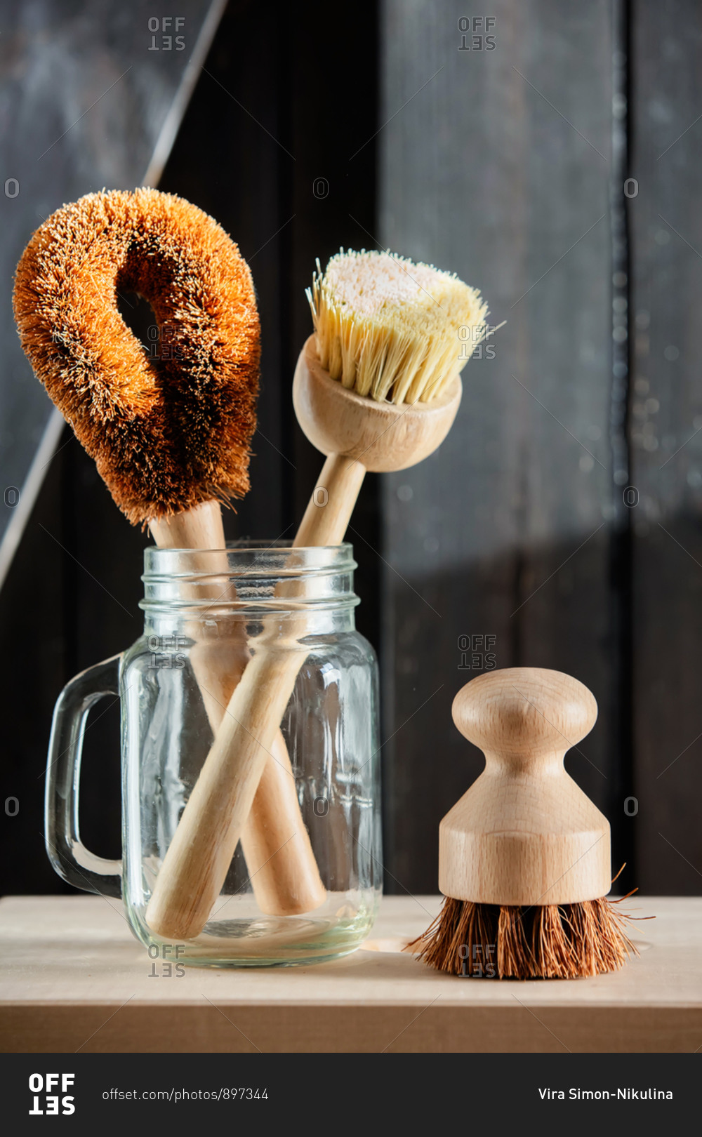 Eco-friendly wooden brushes for washing dishes