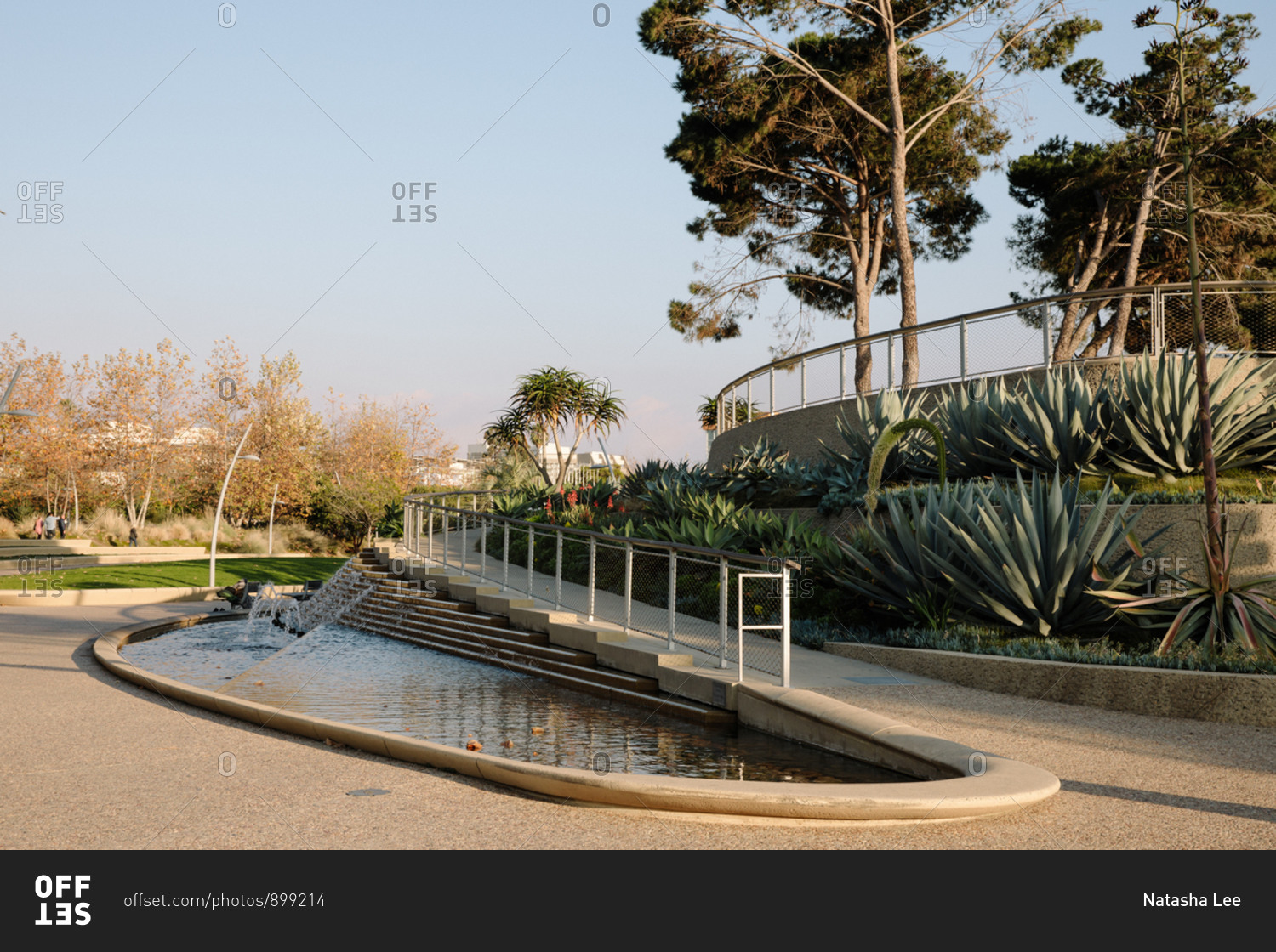 Fountains and ramp at Tongva Park in Santa Monica, California