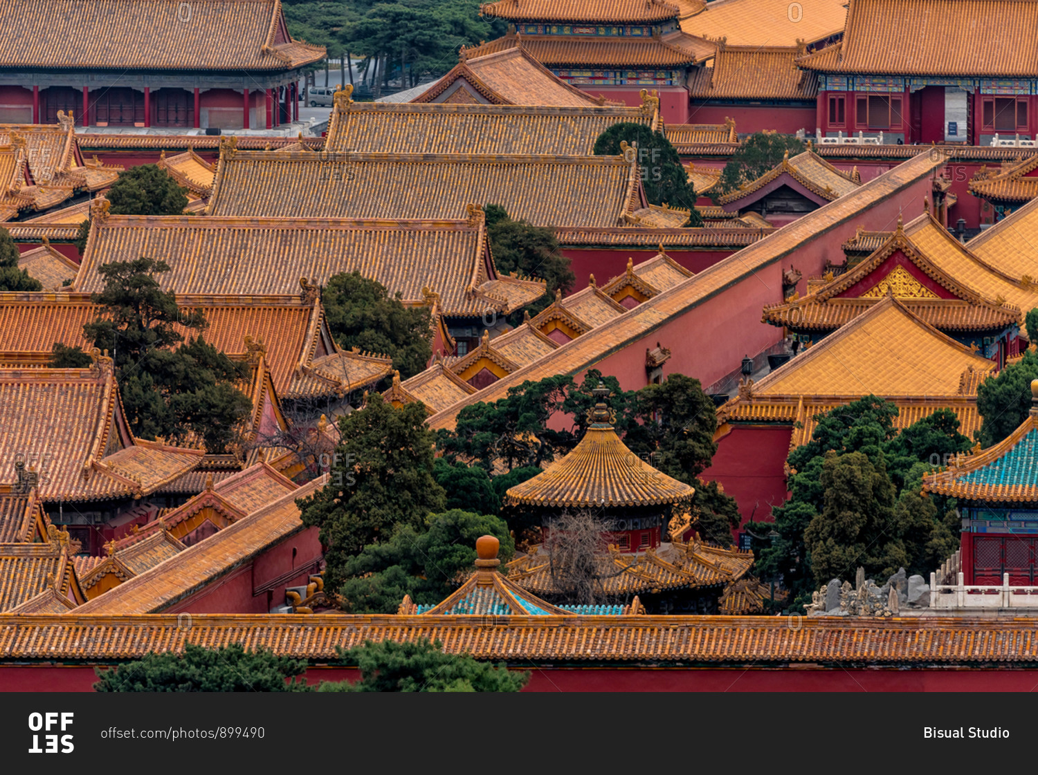 Yellow Roofs Forbidden City taken from Jinshang Park. Beijing, China ...
