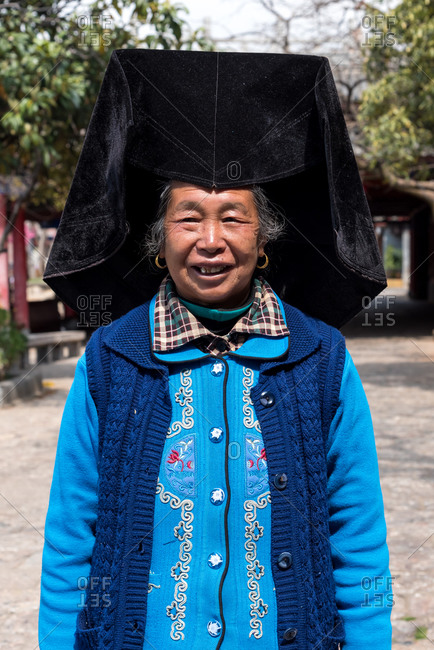March, 16. 2019: Old woman from the Yi ethnic group, Lijiang, Yunnan, China