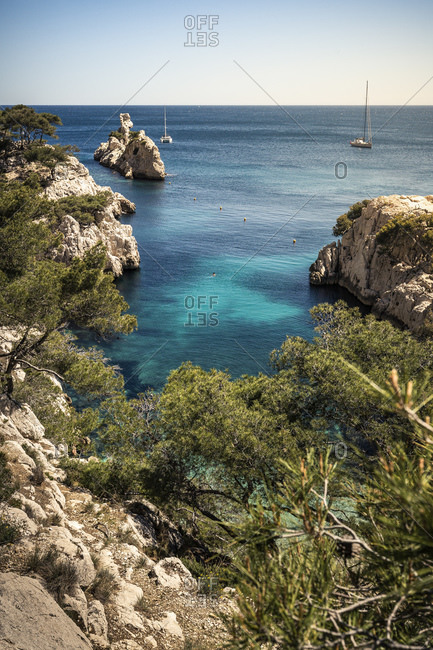 France- Cote d'Azur- Calanques National Park- Chalk cliffs and bays