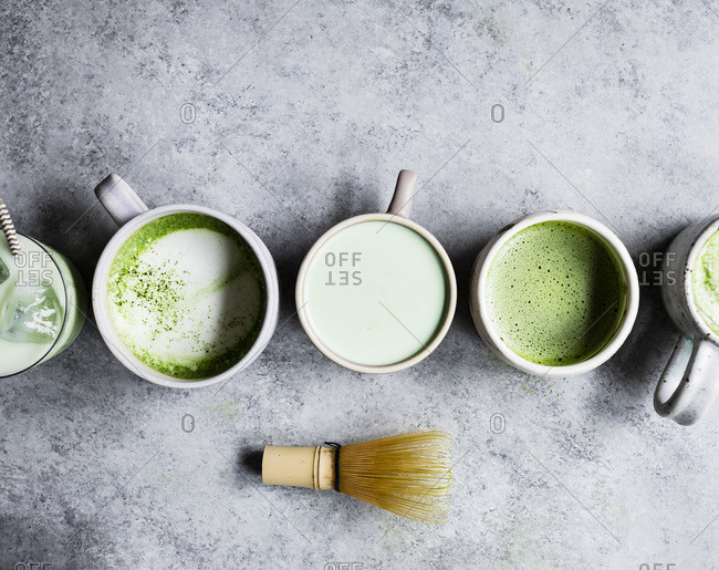 matcha green tea cup stock photos - OFFSET