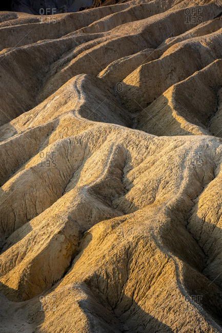 Full frame abstract shot of natural rock formations at Zabriskie Point, Death Valley National Park, Eastern California, California, USA