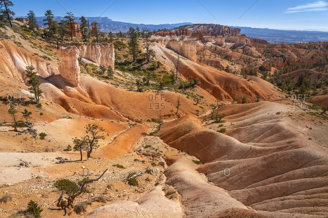 Scenic view of rock formations from Queens Garden Trail, Bryce Canyon National Park, Utah, USA