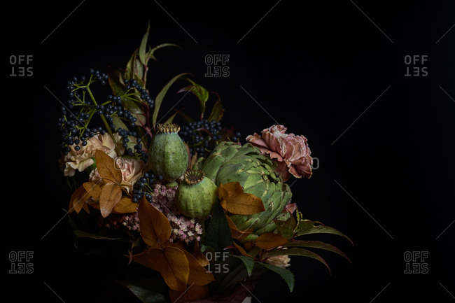 Flower bouquet on dark background