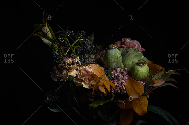 Flower bouquet on dark background