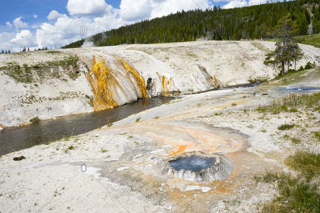 Chinese spring, cascade geyser and sputter spring at geyser hill