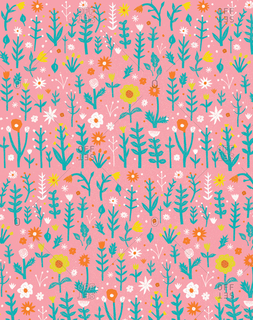 Floral pattern illustration on pink background