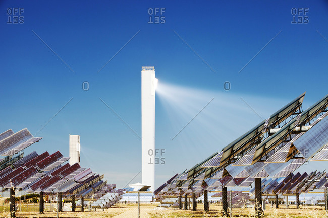 The PS20 solar thermal tower, the only such working solar tower currently in the world in Sanlucar La Mayor, Andalucia